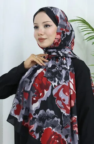 Châle Doux à Motifs 70317-03 Noir Bordeaux Rouge 70317-03