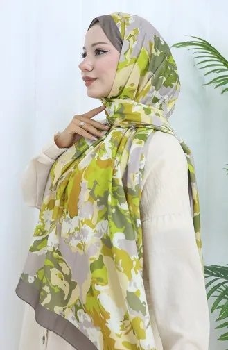 Desenli Soft Şal 70317-14 Yağ Yeşili