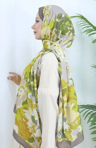 Desenli Soft Şal 70317-14 Yağ Yeşili