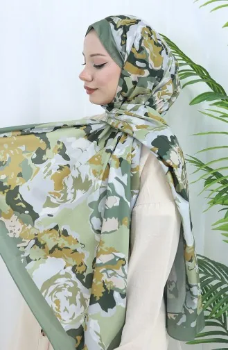 Desenli Soft Şal 70317-15 Haki Çağla Yeşili