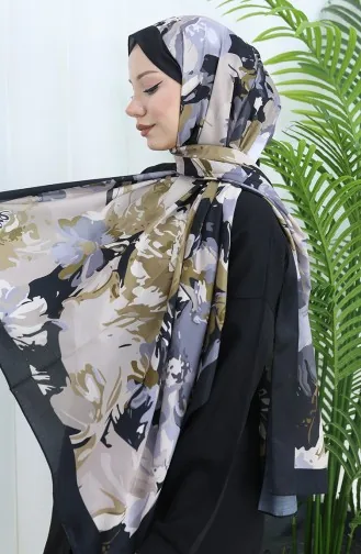 Châle Doux à Motifs 70318-07 Noir Beige 70318-07