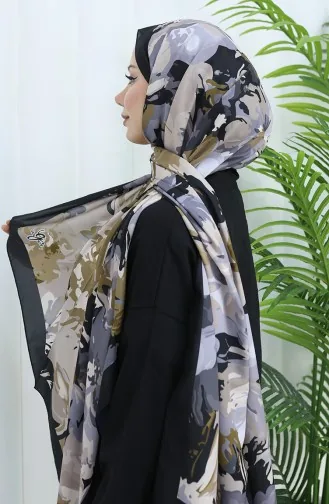 Châle Doux à Motifs 70318-07 Noir Beige 70318-07