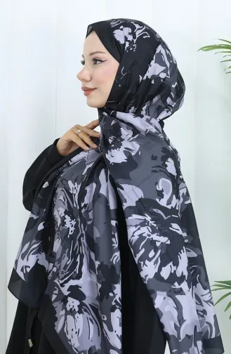 شال ناعم منقوش 70318-08 أسود رمادي 70318-08