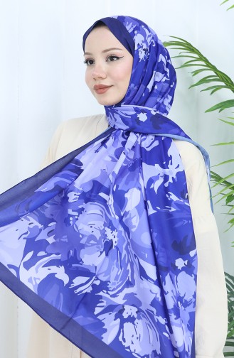 Desenli Soft Şal 70318-10 Lacivert