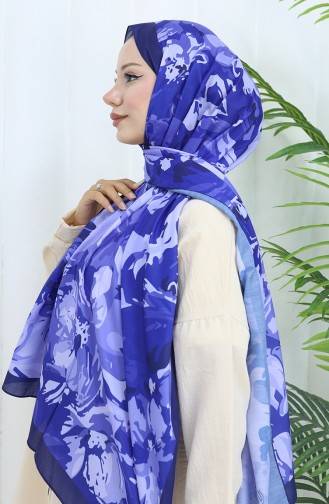 Desenli Soft Şal 70318-10 Lacivert