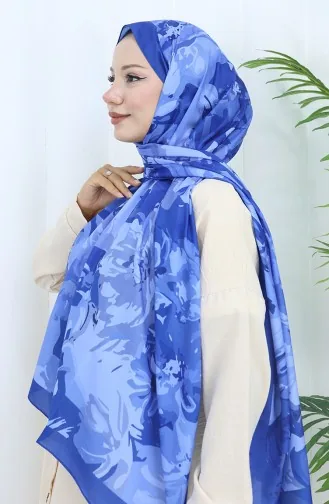 شال ناعم منقوش 70318-11 جينز أزرق 70318-11