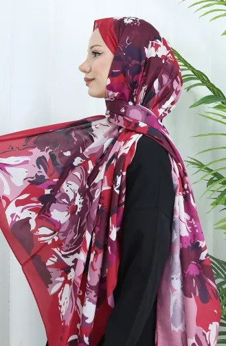 Gestreepte Zachte Sjaal 70318-13 Fuchsia Cherry 70318-13