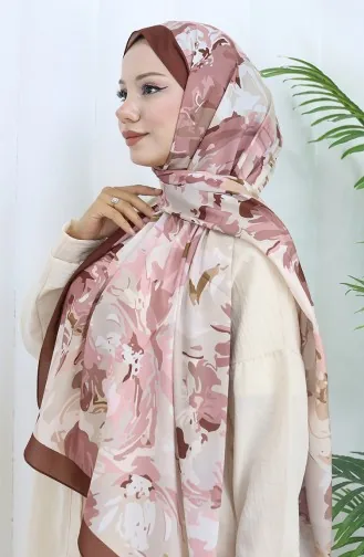 Châle Doux à Motifs 70318-14 Marron Vieux Rose 70318-14