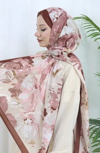 Châle Doux à Motifs 70318-14 Marron Vieux Rose 70318-14