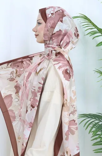 Châle Doux à Motifs 70318-14 Marron Vieux Rose 70318-14