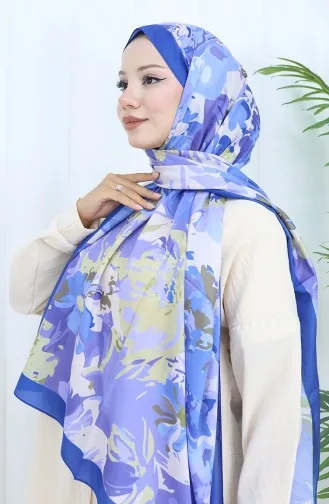 Châle Doux à Motifs 70318-16 Bleu Lilas Foncé 70318-16