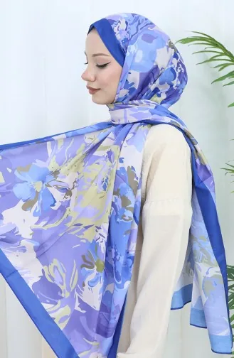 Châle Doux à Motifs 70318-16 Bleu Lilas Foncé 70318-16