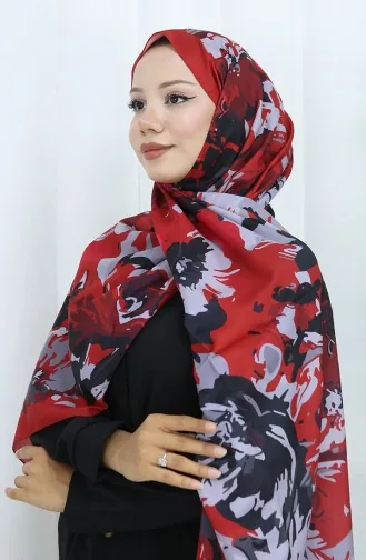 شال ناعم منقوش 70318-18 أحمر أسود 70318-18
