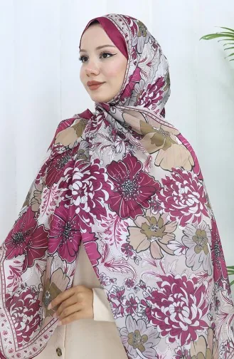 شال منقوش بزهرة الشمبانيا 70319-04 أرجواني فاتح 70319-04