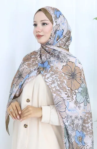 Champs-Elysees Bloemenpatroon Sjaal 70319-07 Lichtbruin Blauw 70319-07