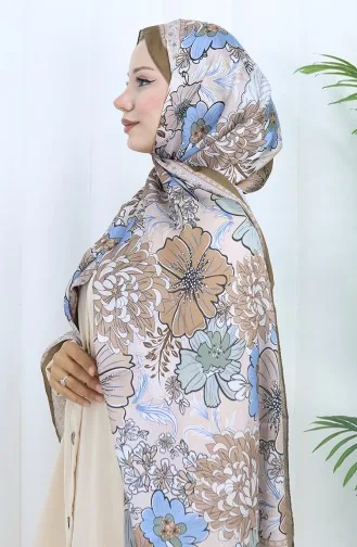 Champs-Elysees Bloemenpatroon Sjaal 70319-07 Lichtbruin Blauw 70319-07