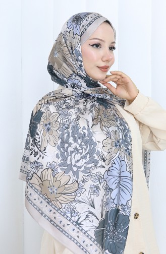 Şanzelize Çiçek Desenli Şal 70319-09 Bej Füme