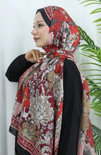 Champagnekleurige Bloemensjaal 70319-12 Zwart Bordeauxrood 70319-12