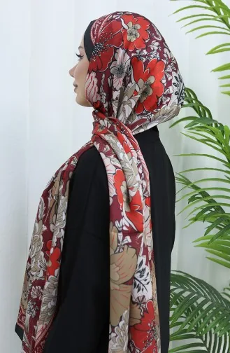 Champagnekleurige Bloemensjaal 70319-12 Zwart Bordeauxrood 70319-12