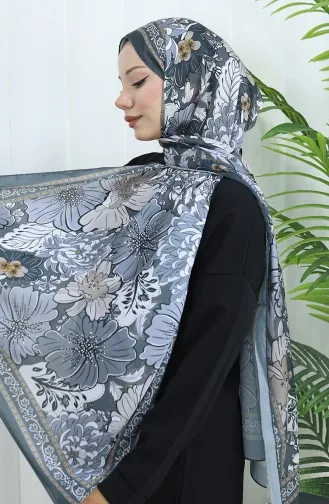 Champagne Bloemenpatroon Sjaal 70319-15 Antraciet Rook 70319-15