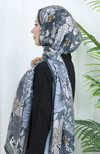 Champagne Bloemenpatroon Sjaal 70319-15 Antraciet Rook 70319-15