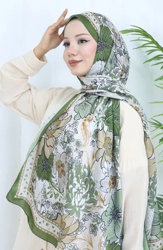 Champagne Flower Patterned Shawl 70319-16 Khaki 70319-16