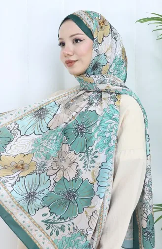 Champs Elysees Bloemenpatroon Sjaal 70319-17 Smaragdgroen Amandelgroen 70319-17