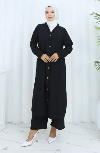 Geknoopt Vest En Pantalon Tweedelig Pak 0138-01 Zwart 0138-01