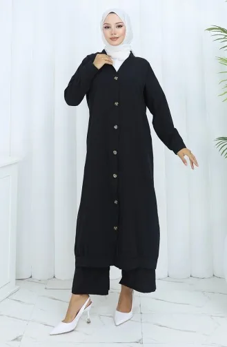 Geknoopt Vest En Pantalon Tweedelig Pak 0138-01 Zwart 0138-01