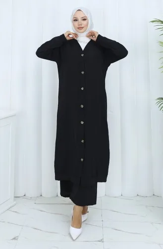 Geknoopt Vest En Pantalon Tweedelig Pak 0138-01 Zwart 0138-01