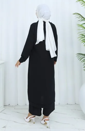 Geknoopt Vest En Pantalon Tweedelig Pak 0138-01 Zwart 0138-01