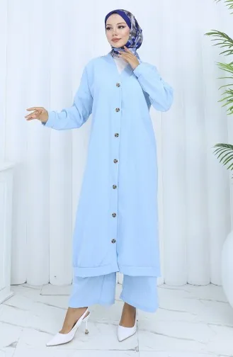 Zweiteiliger Anzug Mit Strickjacke Und Hose 0138-02 Blau 0138-02