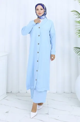 Zweiteiliger Anzug Mit Strickjacke Und Hose 0138-02 Blau 0138-02