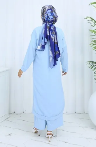 Zweiteiliger Anzug Mit Strickjacke Und Hose 0138-02 Blau 0138-02