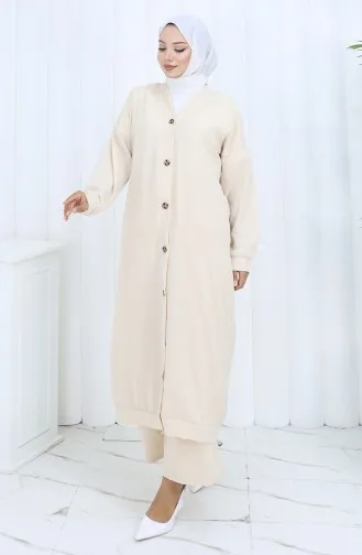 Zweiteiliger Anzug Mit Strickjacke Und Hose 0138-03 Beige 0138-03