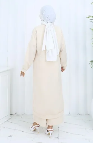 Zweiteiliger Anzug Mit Strickjacke Und Hose 0138-03 Beige 0138-03