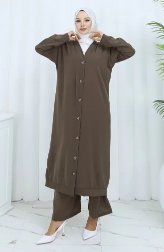 Geknoopt Vest En Pantalon Tweedelig Pak 0138-05 Bruin 0138-05