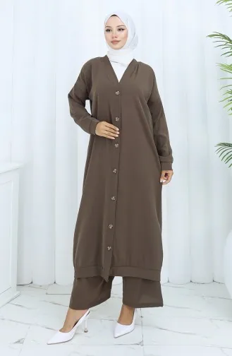 Geknoopt Vest En Pantalon Tweedelig Pak 0138-05 Bruin 0138-05