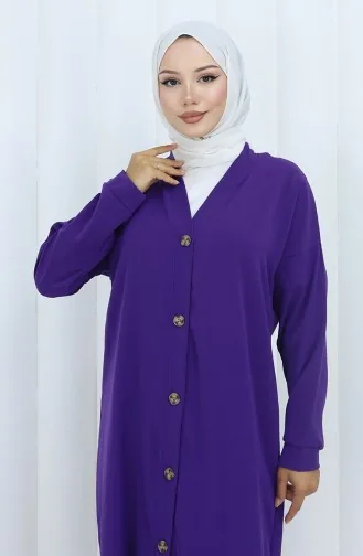 Ensemble Deux Pièces Cardigan Boutonné Et Pantalon 0138-07 Violet 0138-07