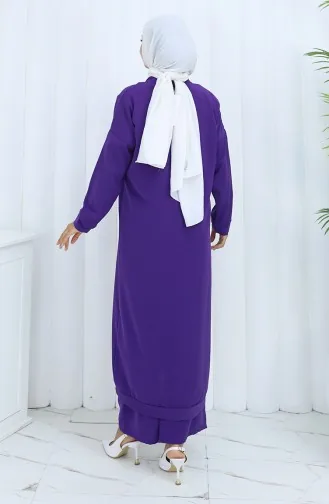 Ensemble Deux Pièces Cardigan Boutonné Et Pantalon 0138-07 Violet 0138-07