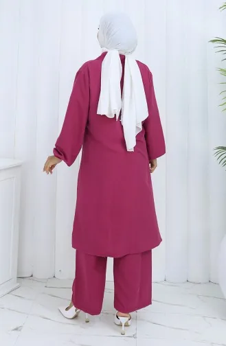 Aerobin Kumaş Tunik Pantolon İkili Takım 2134-01 Fuşya