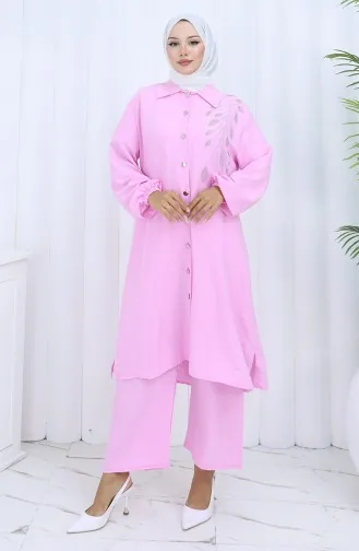 Ensemble Deux Pièces Tunique Et Pantalon En Tissu Aerobin 2134-04 Rose 2134-04