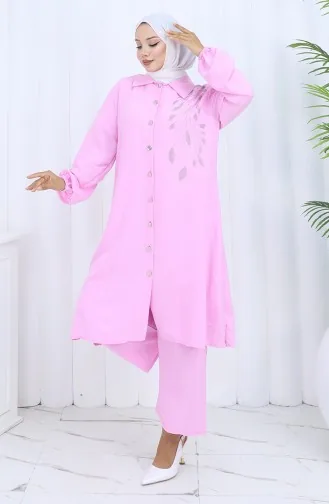 Ensemble Deux Pièces Tunique Et Pantalon En Tissu Aerobin 2134-04 Rose 2134-04