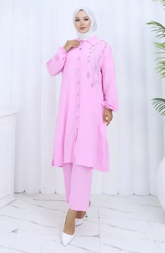 Ensemble Deux Pièces Tunique Et Pantalon En Tissu Aerobin 2134-04 Rose 2134-04