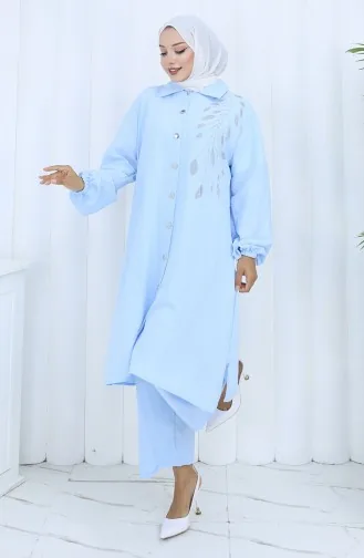 Ensemble Deux Pièces Tunique Et Pantalon En Tissu Aerobin 2134-05 Bleu Bébé 2134-05