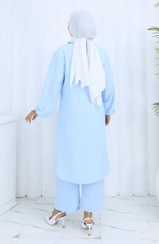 Ensemble Deux Pièces Tunique Et Pantalon En Tissu Aerobin 2134-05 Bleu Bébé 2134-05