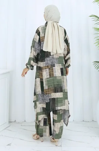 Viskose Stoff Tunika Hose Doppelanzug 2139-01 Khaki Nerz 2139-01