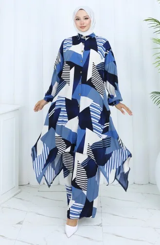 Viscose Stof Tuniek Broek Tweedelig Pak 2140-01 Marineblauw 2140-01