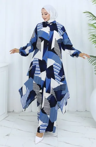 Viscose Stof Tuniek Broek Tweedelig Pak 2140-01 Marineblauw 2140-01