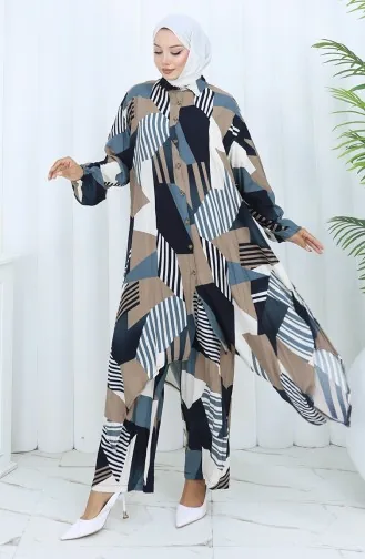 Ensemble Deux Pièces Tunique Et Pantalon En Viscose 2140-03 Vison 2140-03